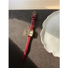 Rubsey Retro Minimal Deri Kordon Vintage Kadın Kol Saati Bordo Kordon