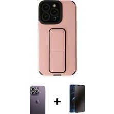 Pileli Store Pilelistore™ iPhone 13 Pro Max Kılıf Çekirdek Yansıma - Siyah 3D Antistatik Hayalet Cam Ekran Koruyucu + Neon Fosforlu Kamera Lens - Bz