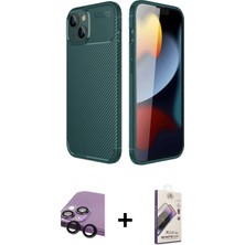Pileli Store Pilelistore™ iPhone 14 Kılıf Eksen Form Prime - Siyah Bilvis 3D Mat Cam Ekran Koruyucu + Raze Metal Kamera Lens - Sh