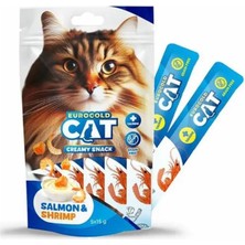 Eurogold Cat Somon Balığı ve Karides Aromalı Sıvı Kedi Ödülü 5X15GR