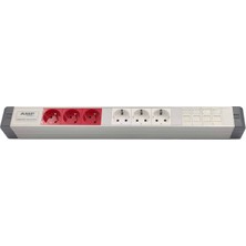 Amp Connect Alüminyum Profil Yatay Donatılmış Brotik 3 Ups Prizi 3 Şebeke Prizi  4 Cat3 Telefon Veya Cat5 – Cat6 Data Prizi