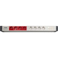 Amp Connect Alüminyum Profil Yatay Donatılmış Brotik 4 Ups Prizi 4 Şebeke Prizi  3 Cat3 Telefon Veya Cat5 – Cat6 Data Prizi