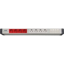 Amp Connect Alüminyum Profil Yatay Donatılmış Brotik 4 Ups Prizi 4 Şebeke Prizi  4 Cat3 Telefon Veya Cat5 – Cat6 Data Prizi