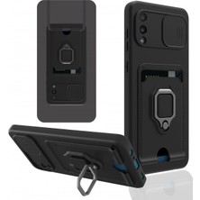 Renas Store Galaxy A02 Kılıf Zuma Kartvizitli Yüzüklü Silikon - Siyah