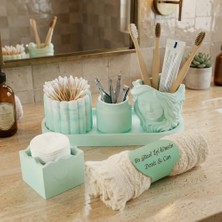 Miawiki Kişiye Özel Mint Yeşili Banyo Seti | Isim Yazılı Şık ve Modern Ev Hediyesi