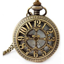 Wolawood Antik Tarz Nostaljik Metal Köstekli Cep Saati Rakam Desenli Bronz Klasik Quartz Kutulu Vintage Hediyelik Saat Retro Zincirli Pil Dahil Özel Lüks Saat
