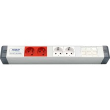 Amp Connect Alüminyum Profil Yatay Donatılmış Brotik 2 Ups Prizi 2 Şebeke Prizi  3 Cat3 Telefon Veya Cat5 – Cat6 Data Prizi