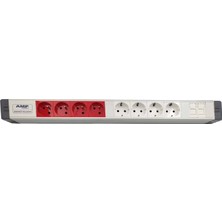 Amp Connect Alüminyum Profil Yatay Donatılmış Brotik 4 Ups Prizi 4 Şebeke Prizi  2 Cat3 Telefon Veya Cat5 – Cat6 Data Prizi