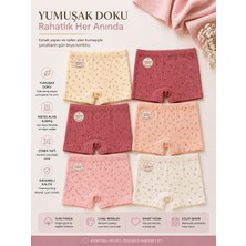 Dondeza Kız Çocuk Fitilli Desenli Pamuklu Boxer 6’lı Paket | Yumuşak, Esnek, Nefes Alan Rahat Iç Giyim