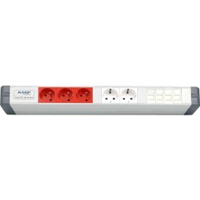 Amp Connect Alüminyum Profil Yatay Donatılmış Brotik 3 Ups Prizi 2 Şebeke Prizi  4 Cat3 Telefon Veya Cat5 – Cat6 Data Prizi