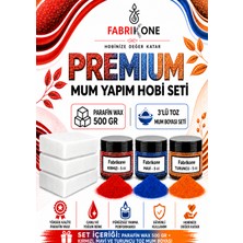 Fabrikone Premium Mum Yapım Hobi Seti - Parafin Wax 500 gr - 3'lü Toz Mum Boyası Seti - Kırmızı, Mavi, Turuncu BKFABPW5003KMT