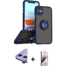 Pileli Store Pilelistore™ iPhone 11 Kılıf Yörünge Çizgi - Siyah Bilvis 3D Mat Cam Ekran Koruyucu + Raze Metal Kamera Lens - Mr