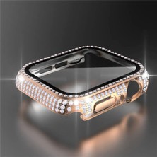 Deppo Trend Apple Watch 45MM 7/8/9 Uyumlu Kılıf Ekran ve Kasa Koruyucu Parlak Büyük Taşlı Watch Kasa Koruma
