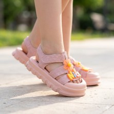 Kindep (Kids) Kaymaz Taban Çocuk Sandalet Simli Pudra