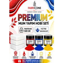 Fabrikone Premium Mum Yapım Hobi Seti - Parafin Wax 500 gr - 3'lü Toz Mum Boyası Seti - Kırmızı, Mavi, Sarı BKFABPW5003KMSR