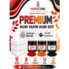 Fabrikone Premium Mum Yapım Hobi Seti - Parafin Wax 500 gr - 3'lü Toz Mum Boyası Seti - Kırmızı, Turuncu, Siyah BKFABPW5003KTS