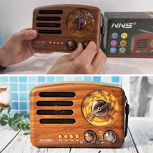 EkoAlışverişDünyam Küçük Boy Retro, Nostaljik, Ahşap Tasarım Bluetooth Hoparlörlü, Şarjlı, Taşınabilir Büyük Döndürülebilen Düğmeli Fm/am Destekli Radyo NS3380 (5510)
