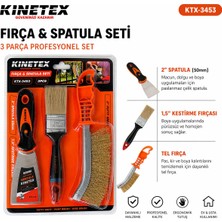 BURADABULDUN Kinetex Fırça & Spatula Seti 3 Parça (Tel Fırça + Boya Fırçası + Spatula)