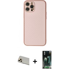 Pileli Store Pilelistore™ iPhone 12 Pro Kılıf Ahenk Işık - Siyah 360 Mat Full Body Arka Koruyucu + Rainbow Kamera Lens Koruma Cam - Gd