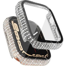 Deppo Trend Apple Watch 41MM 7/8/9 Uyumlu Kılıf Ekran ve Kasa Koruyucu Parlak Büyük Taşlı Watch Kasa Koruma