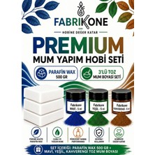 Fabrikone Premium Mum Yapım Hobi Seti - Parafin Wax 500 gr - 3'lü Toz Mum Boyası Seti - Mavi, Yeşil, Kahverengi BKFABPW5003MYKH
