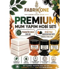 Fabrikone Premium Mum Yapım Hobi Seti - Parafin Wax 500 gr - 3'lü Toz Mum Boyası Seti - Turuncu, Siyah, Sarı BKFABPW5003TSSR