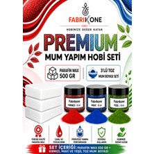 Fabrikone Premium Mum Yapım Hobi Seti - Parafin Wax 500 gr - 3'lü Toz Mum Boyası Seti - Kırmızı, Mavi, Yeşil BKFABPW5003KMY