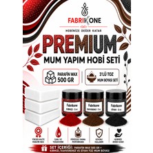 Fabrikone Premium Mum Yapım Hobi Seti - Parafin Wax 500 gr - 3'lü Toz Mum Boyası Seti - Kırmızı, Kahverengi, Siyah BKFABPW5003KKHS