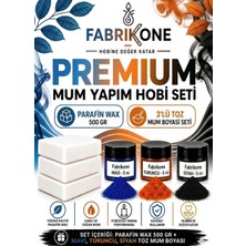 Fabrikone Premium Mum Yapım Hobi Seti - Parafin Wax 500 gr - 3'lü Toz Mum Boyası Seti - Mavi, Turuncu, Siyah BKFABPW5003MTS