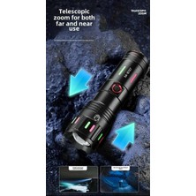 EkoAlışverişDünyam LED El Feneri 2000 Lümen USB Şarj Edilebilir Flash Işığı Yüksek Güçlü El Feneri Taktiksel Uzun Menzil El Lambası XA-B707 (5510)