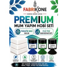 Fabrikone Premium Mum Yapım Hobi Seti - Parafin Wax 500 gr - 3'lü Toz Mum Boyası Seti - Mavi, Yeşil, Siyah BKFABPW5003MYS