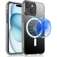 Deppo Trend iPhone 15 Uyumlu Kılıf Kamera Çıkıntılı Şeffaf Magsafe Kılıf Kablosuz Şarj Destekli Kapak