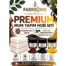 Fabrikone Premium Mum Yapım Hobi Seti - Parafin Wax 500 gr - 3'lü Toz Mum Boyası Seti - Kahverengi, Siyah, Sarı BKFABPW5003KHSSR