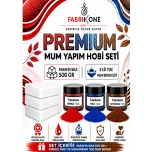 Fabrikone Premium Mum Yapım Hobi Seti - Parafin Wax 500 gr - 3'lü Toz Mum Boyası Seti - Kırmızı, Mavi, Kahverengi BKFABPW5003KMKH