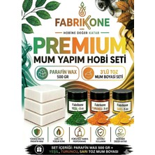 Fabrikone Premium Mum Yapım Hobi Seti - Parafin Wax 500 gr - 3'lü Toz Mum Boyası Seti - Yeşil, Turuncu, Sarı BKFABPW5003YTSR