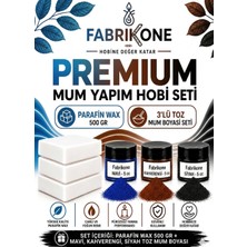 Fabrikone Premium Mum Yapım Hobi Seti - Parafin Wax 500 gr - 3'lü Toz Mum Boyası Seti - Mavi, Kahverengi, Siyah BKFABPW5003MKHS