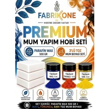 Fabrikone Premium Mum Yapım Hobi Seti - Parafin Wax 500 gr - 3'lü Toz Mum Boyası Seti - Mavi, Turuncu, Sarı BKFABPW5003MTSR