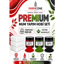 Fabrikone Premium Mum Yapım Hobi Seti - Parafin Wax 500 gr - 3'lü Toz Mum Boyası Seti - Kırmızı, Yeşil, Siyah BKFABPW5003KYS