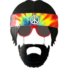 EkoAlışverişDünyam Siyah Saçlı Bandana Tasarımlı Hippi Parti Gözlüğü 26X18 cm (5510)