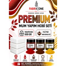 Fabrikone Premium Mum Yapım Hobi Seti - Parafin Wax 500 gr - 3'lü Toz Mum Boyası Seti - Kırmızı, Kahverengi, Sarı BKFABPW5003KKHSR