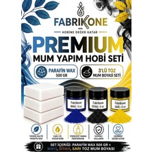 Fabrikone Premium Mum Yapım Hobi Seti - Parafin Wax 500 gr - 3'lü Toz Mum Boyası Seti - Mavi, Siyah, Sarı BKFABPW5003MSSR