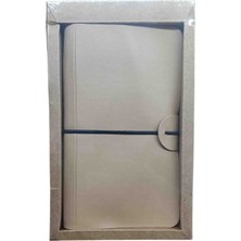 Gıpta Trio 12X19 cm  - 3 Bölümlü Deri Kapak Defter 144 Yaprak Çizgili + Kareli + Noktalı / Kutulu - Krem