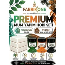 Fabrikone Premium Mum Yapım Hobi Seti - Parafin Wax 500 gr - 3'lü Toz Mum Boyası Seti - Yeşil, Turuncu, Siyah BKFABPW5003YTS