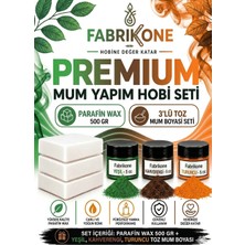 Fabrikone Premium Mum Yapım Hobi Seti - Parafin Wax 500 gr - 3'lü Toz Mum Boyası Seti - Yeşil, Kahverengi, Turuncu BKFABPW5003YKHT