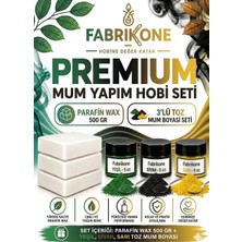 Fabrikone Premium Mum Yapım Hobi Seti - Parafin Wax 500 gr - 3'lü Toz Mum Boyası Seti - Yeşil, Siyah, Sarı BKFABPW5003YSSR