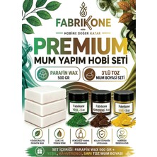 Fabrikone Premium Mum Yapım Hobi Seti - Parafin Wax 500 gr - 3'lü Toz Mum Boyası Seti - Yeşil, Kahverengi, Sarı BKFABPW5003YKHSR