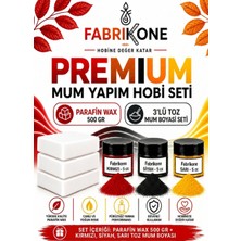 Fabrikone Premium Mum Yapım Hobi Seti - Parafin Wax 500 gr - 3'lü Toz Mum Boyası Seti - Kırmızı, Siyah, Sarı BKFABPW5003KSSR