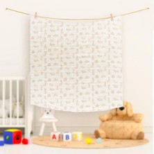 Hafy Baby Organik Pamuk, Puanlı Tavşan Desenli Müslin Örtü