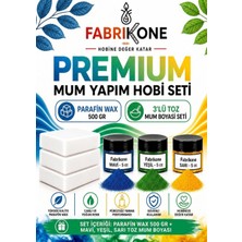Fabrikone Premium Mum Yapım Hobi Seti - Parafin Wax 500 gr - 3'lü Toz Mum Boyası Seti - Mavi, Yeşil, Sarı BKFABPW5003MYSR