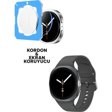 Deppo Trend Samsung Galaxy Watch 8 40MM Uyumlu Silikon Kordon ve Kolay Kurulum Aparatlı Cam Ekran Koruyucu